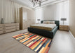 Contemporary Chestnut Brown Modern Rug in a Bedroom, con1579