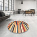 Round Machine Washable Contemporary Chestnut Brown Rug in a Office, wshcon1579