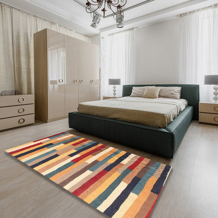 Machine Washable Contemporary Chestnut Brown Rug in a Bedroom, wshcon1579