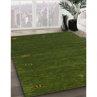 Contemporary Dark Forest Green Modern Rug, con157