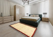 Contemporary Sun Yellow Solid Rug in a Bedroom, con1580