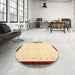 Round Machine Washable Contemporary Sun Yellow Rug in a Office, wshcon1580