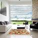 Square Contemporary Red Modern Rug in a Living Room, con1581