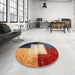 Round Machine Washable Contemporary Camel Brown Rug in a Office, wshcon1583