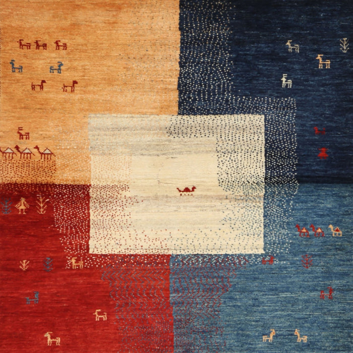 Square Contemporary Camel Brown Modern Rug, con1583