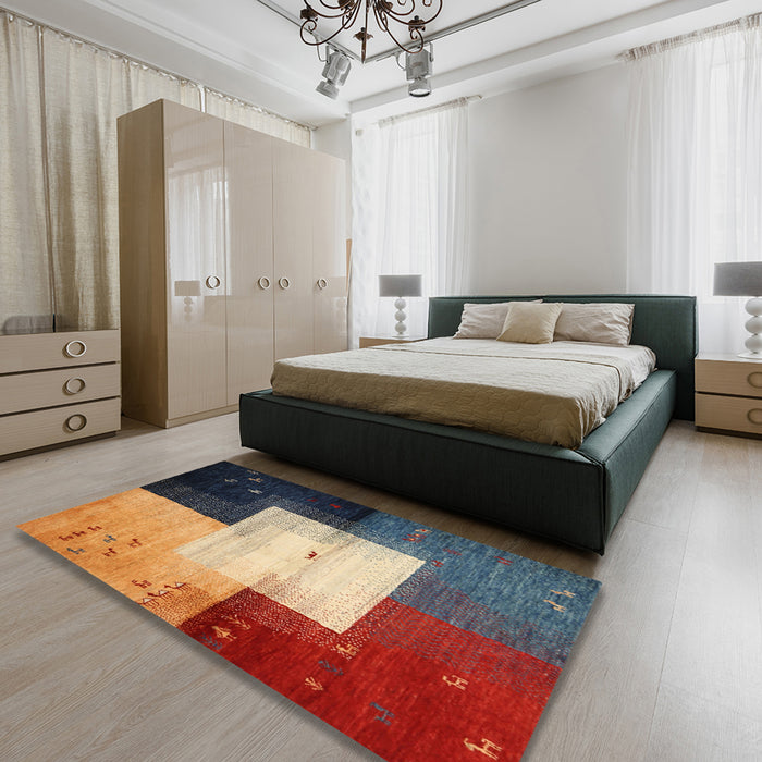 Machine Washable Contemporary Camel Brown Rug in a Bedroom, wshcon1583