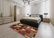 Machine Washable Contemporary Saffron Red Rug in a Bedroom, wshcon1584