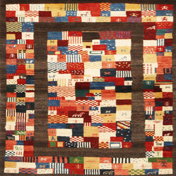 Square Contemporary Saffron Red Modern Rug, con1585