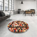 Round Machine Washable Contemporary Saffron Red Rug in a Office, wshcon1585