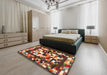 Contemporary Saffron Red Modern Rug in a Bedroom, con1585