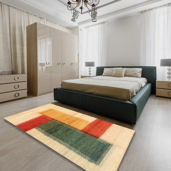 Machine Washable Contemporary Red Rug in a Bedroom, wshcon1587