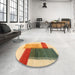 Round Machine Washable Contemporary Red Rug in a Office, wshcon1587