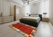 Machine Washable Contemporary Red Rug in a Bedroom, wshcon1589