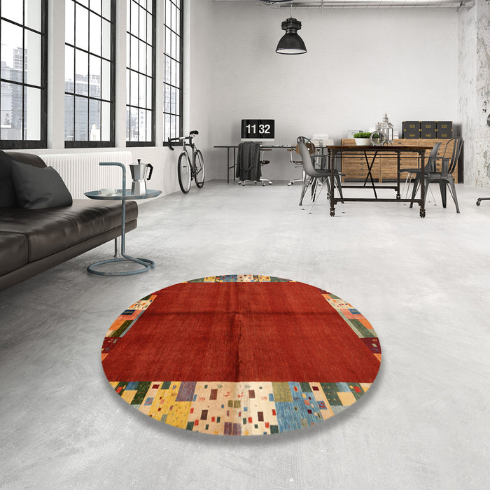 Round Machine Washable Contemporary Red Rug in a Office, wshcon1589