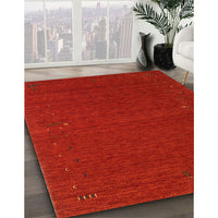 Contemporary Neon Red Modern Rug, con158