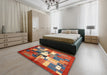 Machine Washable Contemporary Red Rug in a Bedroom, wshcon1590