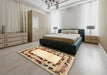 Machine Washable Contemporary Brown Gold Rug in a Bedroom, wshcon1591