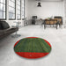 Round Contemporary Red Modern Rug in a Office, con1592