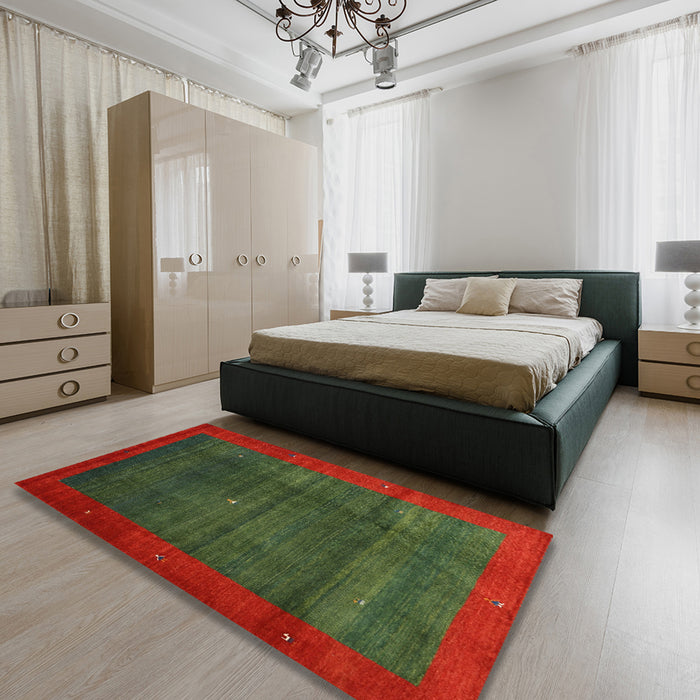 Machine Washable Contemporary Tomato Red Rug in a Bedroom, wshcon1592