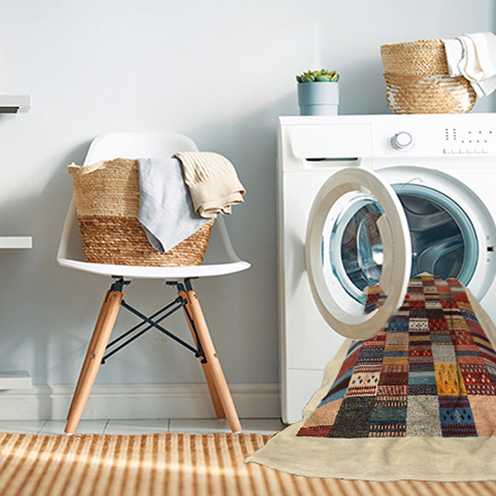 Machine Washable Contemporary Brown Gold Rug in a Washing Machine, wshcon1593