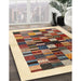 Contemporary Brown Gold Solid Rug in Family Room, con1593