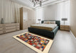 Contemporary Brown Gold Solid Rug in a Bedroom, con1593