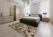 Machine Washable Contemporary Bakers Brown Rug in a Bedroom, wshcon1598