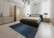 Contemporary Blue Modern Rug in a Bedroom, con1599