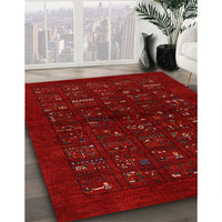 Contemporary Brown Red Modern Rug, con1600