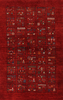 Contemporary Brown Red Modern Rug, con1600