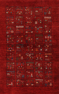 Machine Washable Contemporary Brown Red Rug, wshcon1600