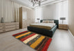 Contemporary Red Modern Rug in a Bedroom, con1601