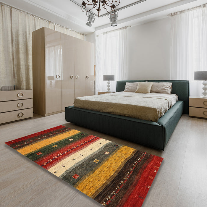 Contemporary Red Modern Rug in a Bedroom, con1601