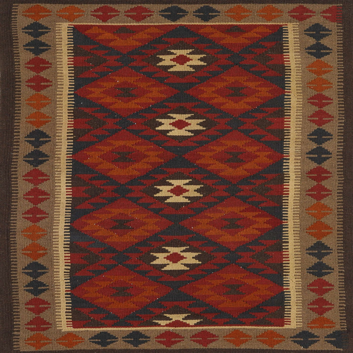 Square Contemporary Reddish Brown Oriental Rug, con1602