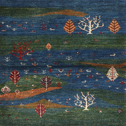 Square Contemporary Dark Slate Gray Green Modern Rug, con1604