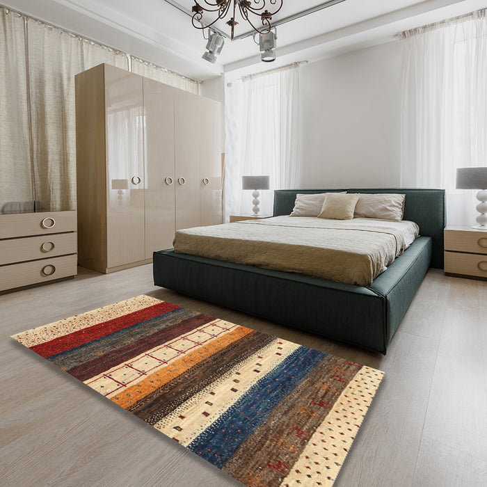 Machine Washable Contemporary Sand Brown Rug in a Bedroom, wshcon1605