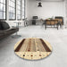 Round Machine Washable Contemporary Brown Gold Rug in a Office, wshcon1606
