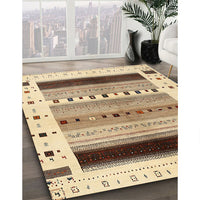 Contemporary Brown Gold Solid Rug, con1606