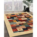 Contemporary Dark Sienna Brown Modern Rug in Family Room, con1608