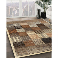 Contemporary Reddish Brown Checkered Rug, con1609