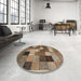 Round Machine Washable Contemporary Sepia Brown Rug in a Office, wshcon1609