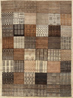 Contemporary Reddish Brown Checkered Rug, con1609