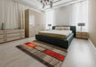 Machine Washable Contemporary Saffron Red Rug in a Bedroom, wshcon1610