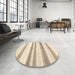 Round Contemporary Golden Blonde Gold Solid Rug in a Office, con1611