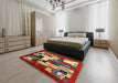 Machine Washable Contemporary Brass Green Rug in a Bedroom, wshcon1612