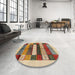 Round Contemporary Sienna Brown Modern Rug in a Office, con1614