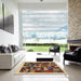 Square Contemporary Sand Brown Modern Rug in a Living Room, con1615