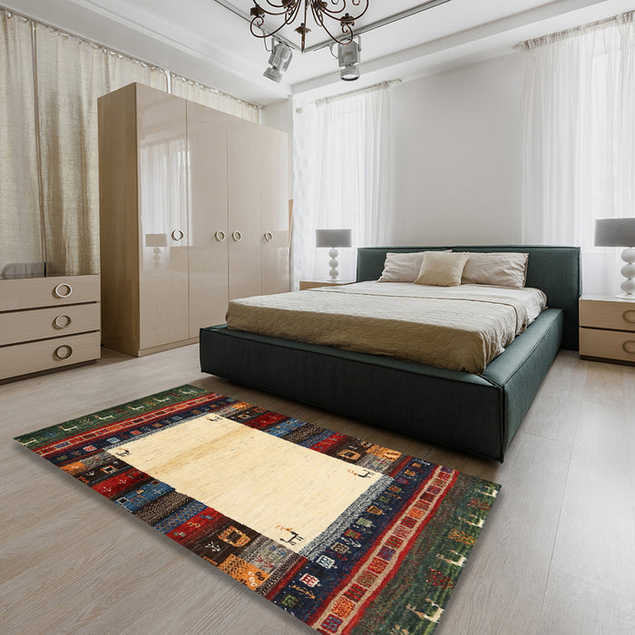 Contemporary Bakers Brown Modern Rug in a Bedroom, con1617