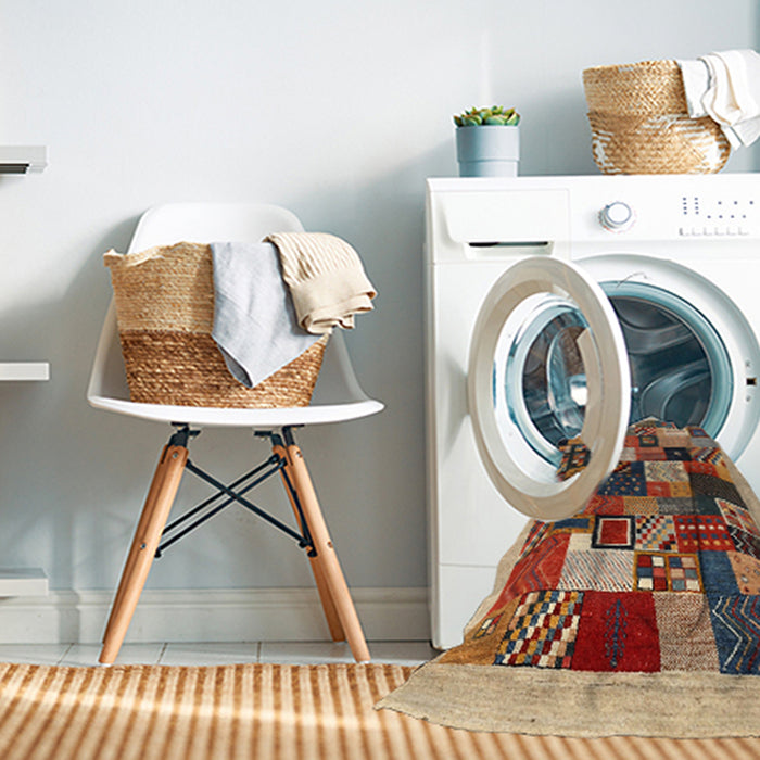 Machine Washable Contemporary Brown Red Rug in a Washing Machine, wshcon1618