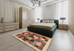 Contemporary Brown Red Modern Rug in a Bedroom, con1618